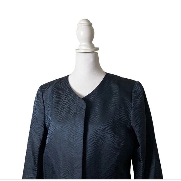 Lafayette 148 New York Blue Zebra Striped Button Up Blazer Jacket Womems US 6 - Picture 2 of 6